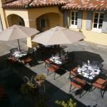 An outdoor patio at Domaine Serene