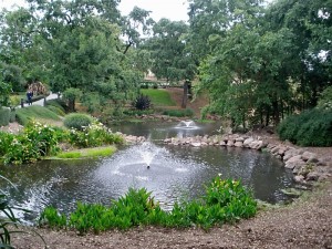 Fountain and pond at entrance to Domaine Chandon