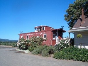 A Northwestern Pacific caboose at Foppiano Vineyards