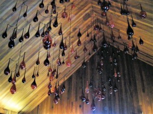 Glass bulbs hanging from the ceiling of the tasting room at Hall St. Helena