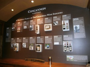 The history wall inside Concannon's Tasting Room